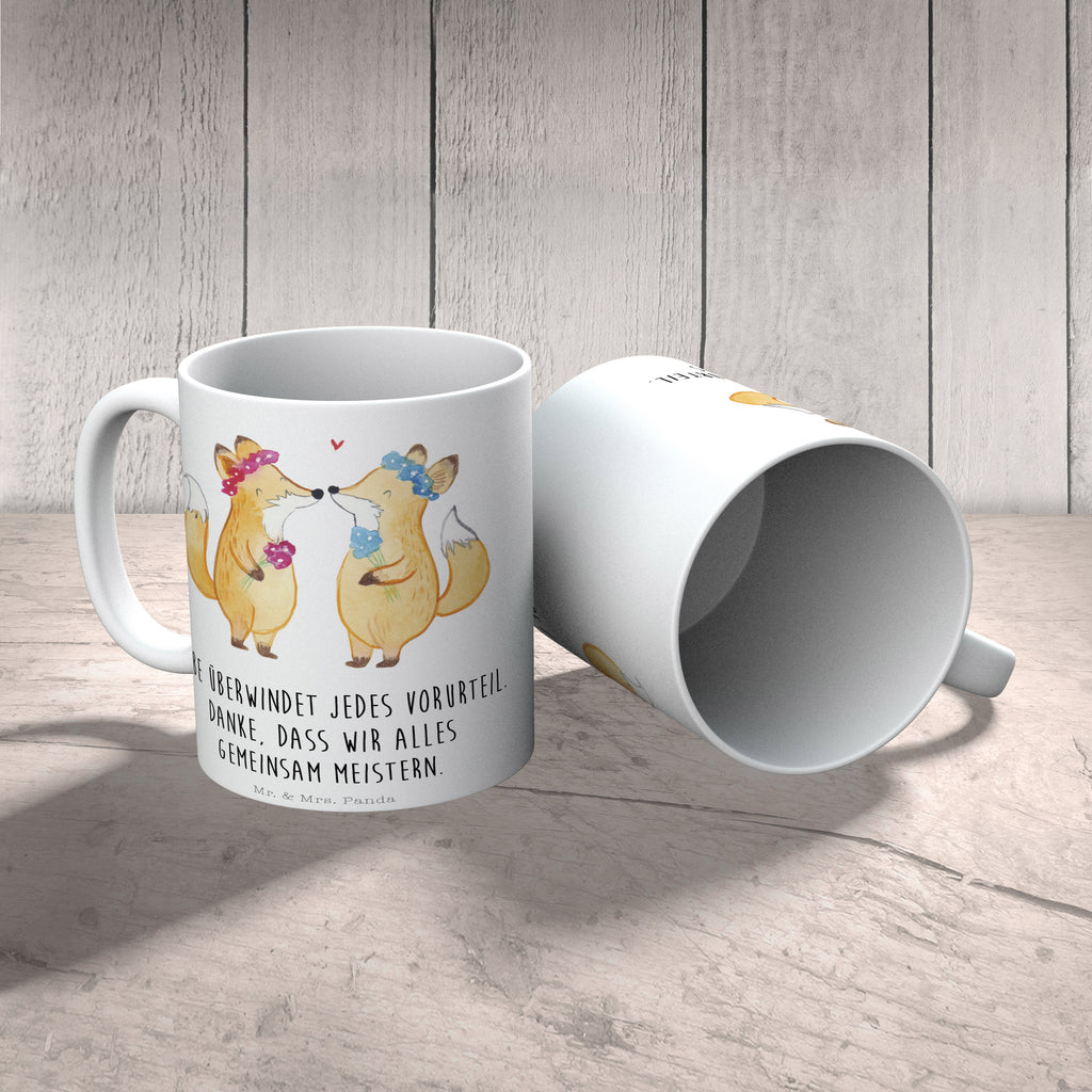 Tasse Füchse Pärchen Lesbian Pride  Becher, Kaffeetasse, Kaffeebecher, Tee, Frühstück, Büro  Hochzeit, Hochzeitsgeschenk, Ehe, Hochzeitsfeier, Trauung, Trauungsgeschenk, Hochzeitskarte, Verlobungsfeier, Verlobungsgeschenk, Hochzeitsgeschenkideen