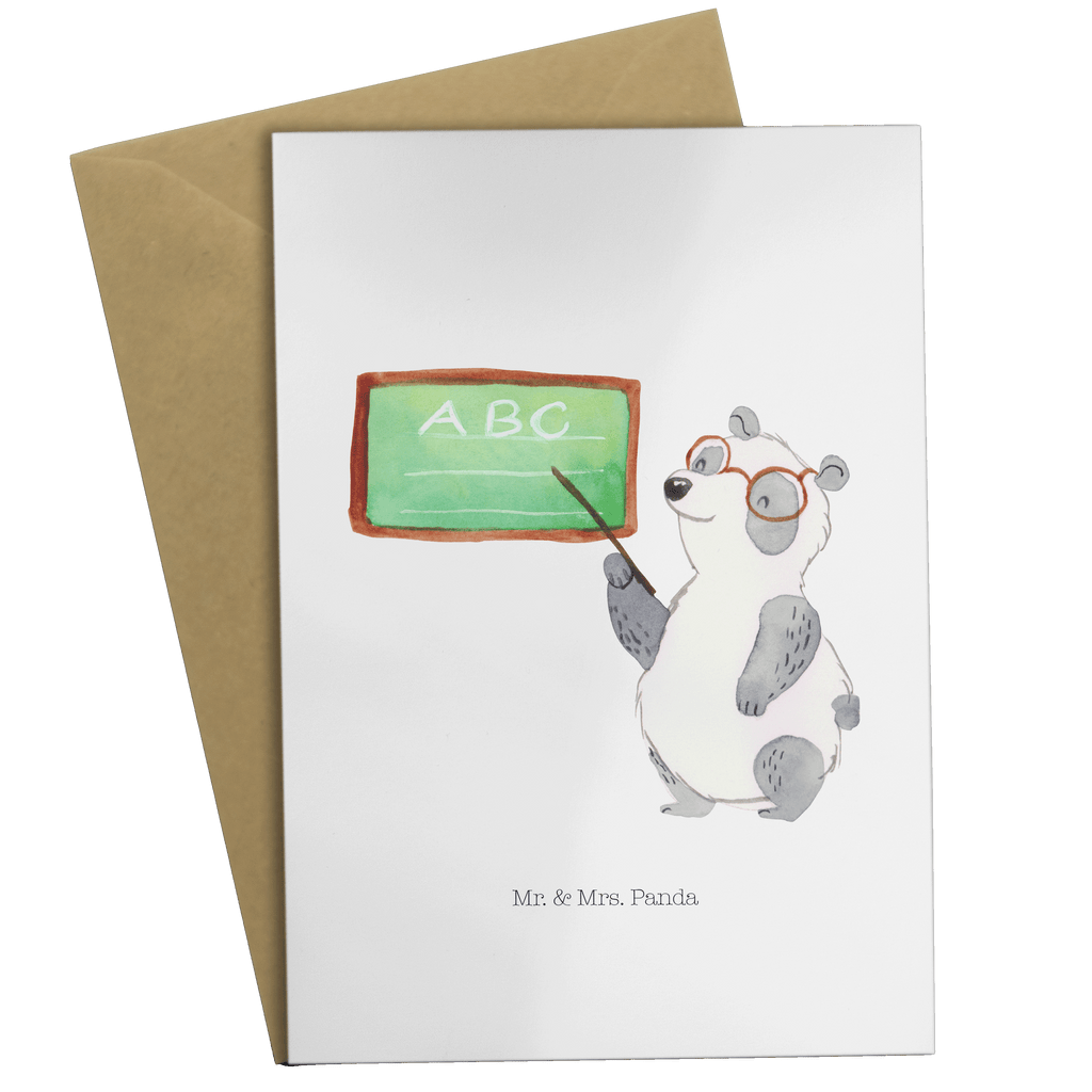 Grußkarte Panda Lehrer Klappkarte, Einladungskarte, Glückwunschkarte, Hochzeitskarte, Geburtstagskarte, Karte, Tiermotive, Gute Laune, lustige Sprüche, Tiere