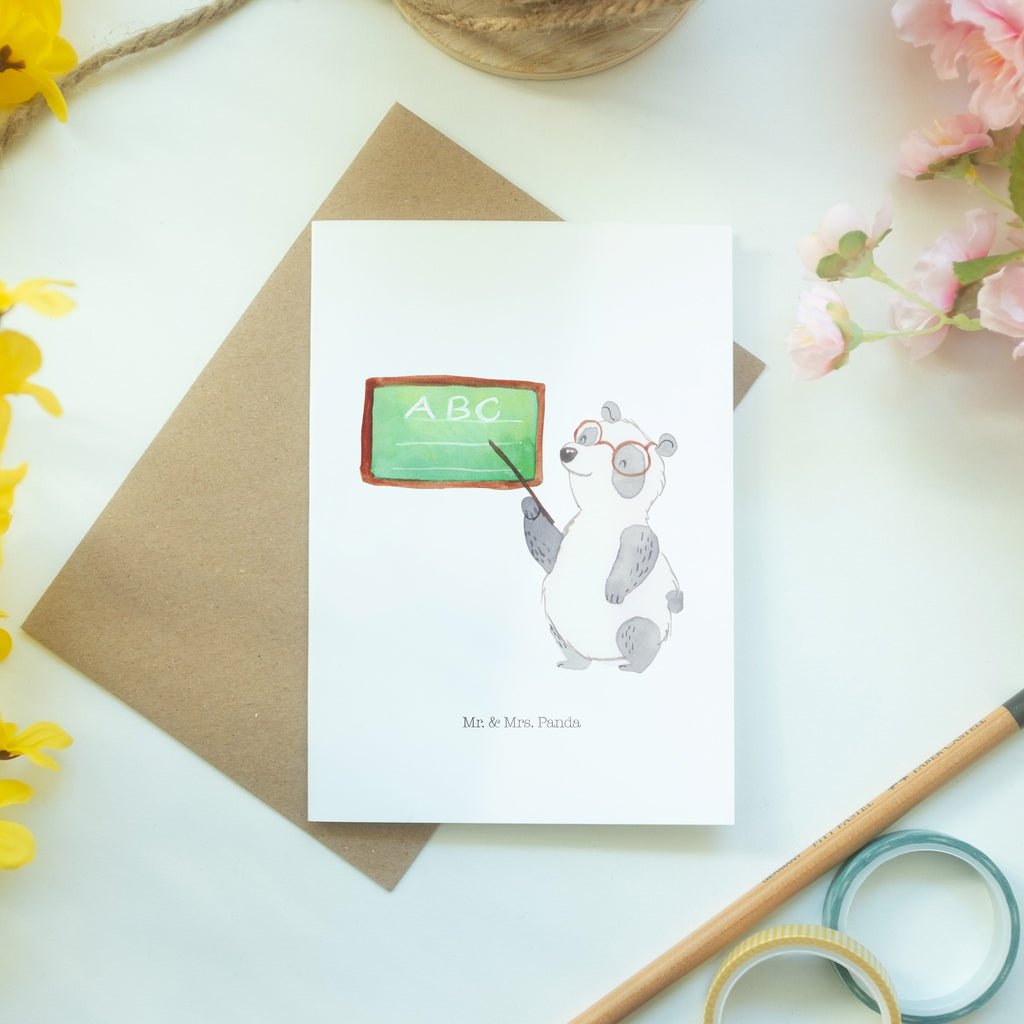 Grußkarte Panda Lehrer Klappkarte, Einladungskarte, Glückwunschkarte, Hochzeitskarte, Geburtstagskarte, Karte, Tiermotive, Gute Laune, lustige Sprüche, Tiere