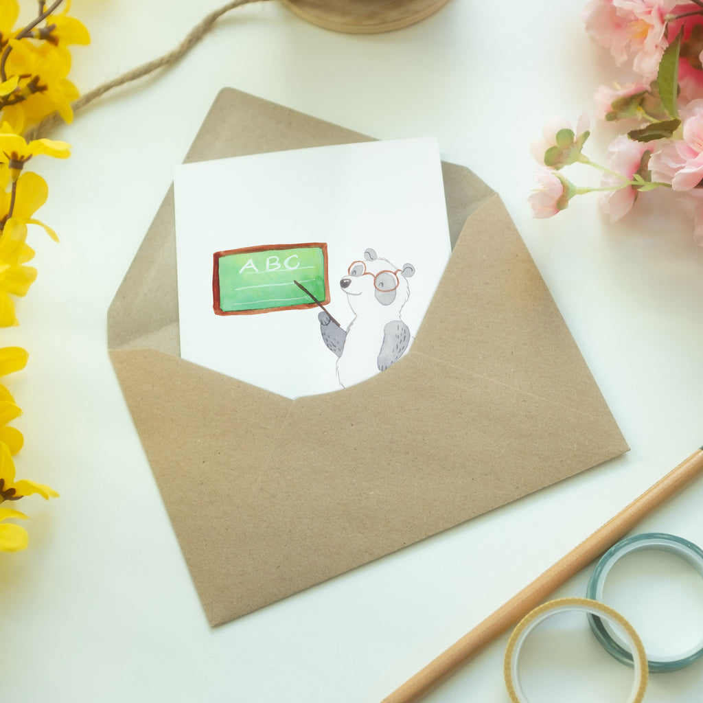 Grußkarte Panda Lehrer Klappkarte, Einladungskarte, Glückwunschkarte, Hochzeitskarte, Geburtstagskarte, Karte, Tiermotive, Gute Laune, lustige Sprüche, Tiere