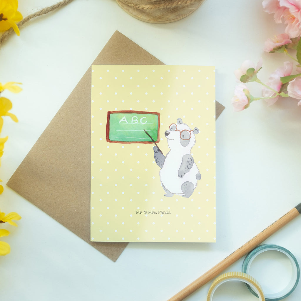 Grußkarte Panda Lehrer Klappkarte, Einladungskarte, Glückwunschkarte, Hochzeitskarte, Geburtstagskarte, Karte, Tiermotive, Gute Laune, lustige Sprüche, Tiere