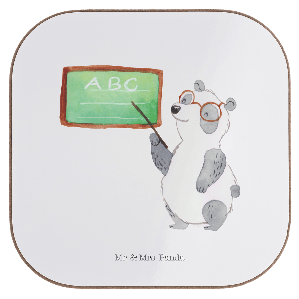 Quadratische Untersetzer Panda Lehrer Bierdeckel, Glasuntersetzer, Untersetzer Gläser, Getränkeuntersetzer, Tiermotive, Gute Laune, lustige Sprüche, Tiere