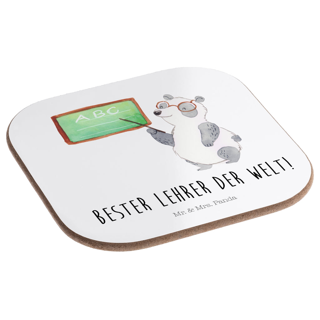 Quadratische Untersetzer Panda Lehrer Bierdeckel, Glasuntersetzer, Untersetzer Gläser, Getränkeuntersetzer, Tiermotive, Gute Laune, lustige Sprüche, Tiere