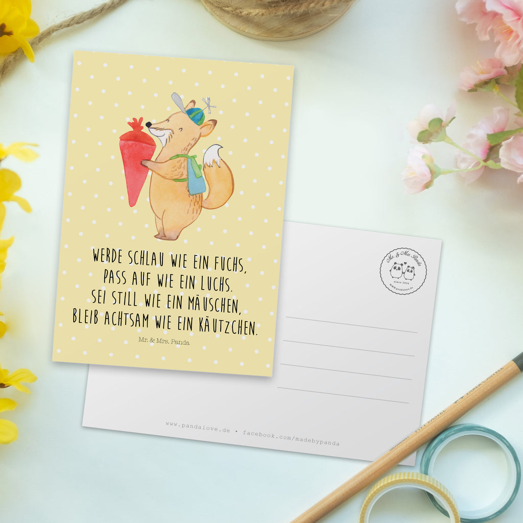 Postkarte Fuchs Schulkind Geschenkkarte, Grußkarte, Karte, Einladung, Ansichtskarte, Geburtstagskarte, Einladungskarte, Tiermotive, Gute Laune, lustige Sprüche, Tiere