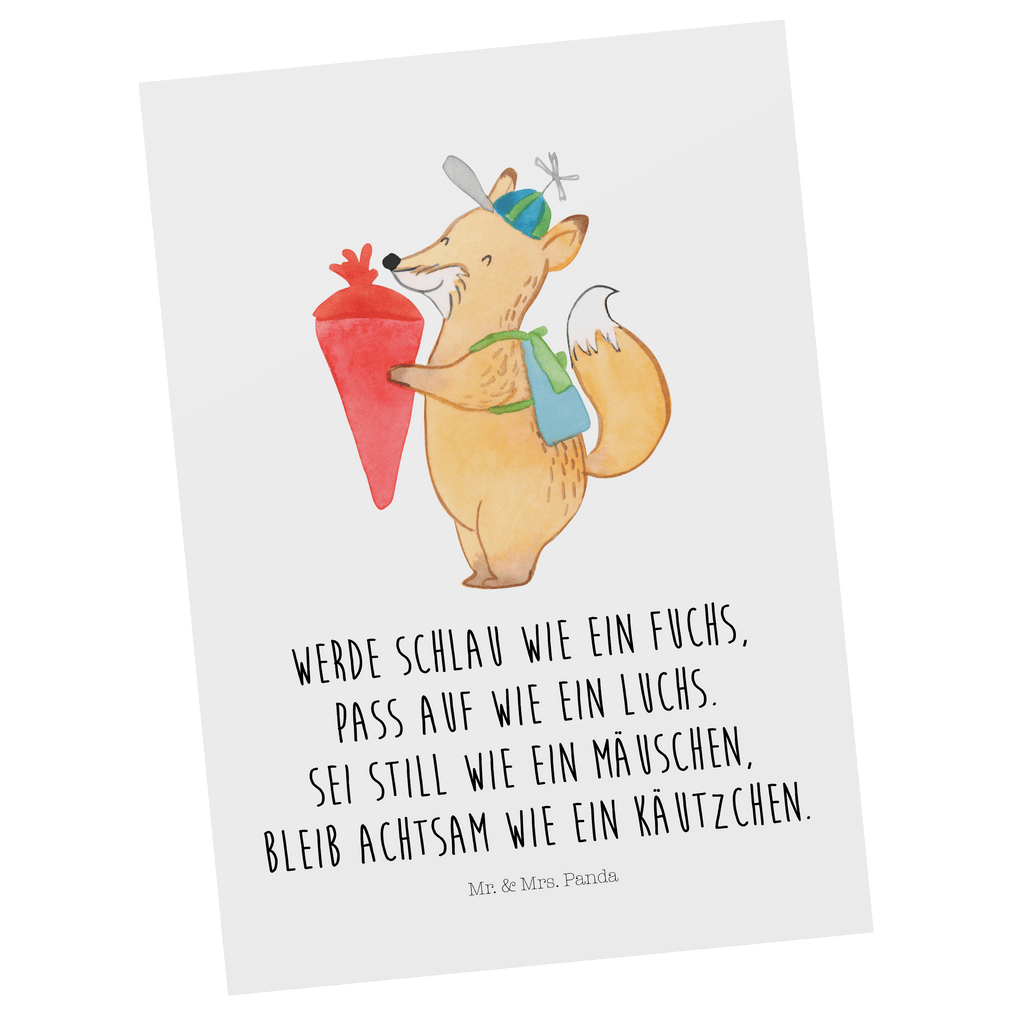 Postkarte Fuchs Schulkind Geschenkkarte, Grußkarte, Karte, Einladung, Ansichtskarte, Geburtstagskarte, Einladungskarte, Tiermotive, Gute Laune, lustige Sprüche, Tiere