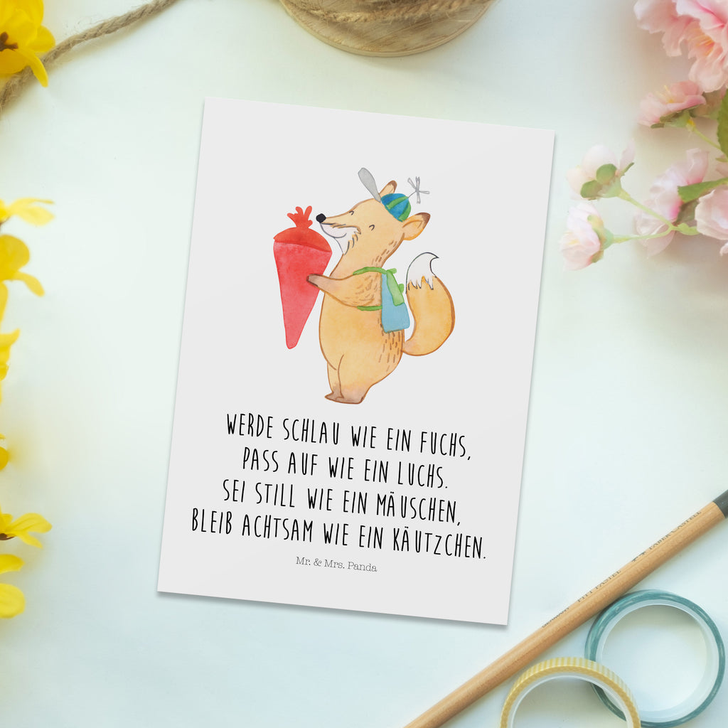 Postkarte Fuchs Schulkind Geschenkkarte, Grußkarte, Karte, Einladung, Ansichtskarte, Geburtstagskarte, Einladungskarte, Tiermotive, Gute Laune, lustige Sprüche, Tiere