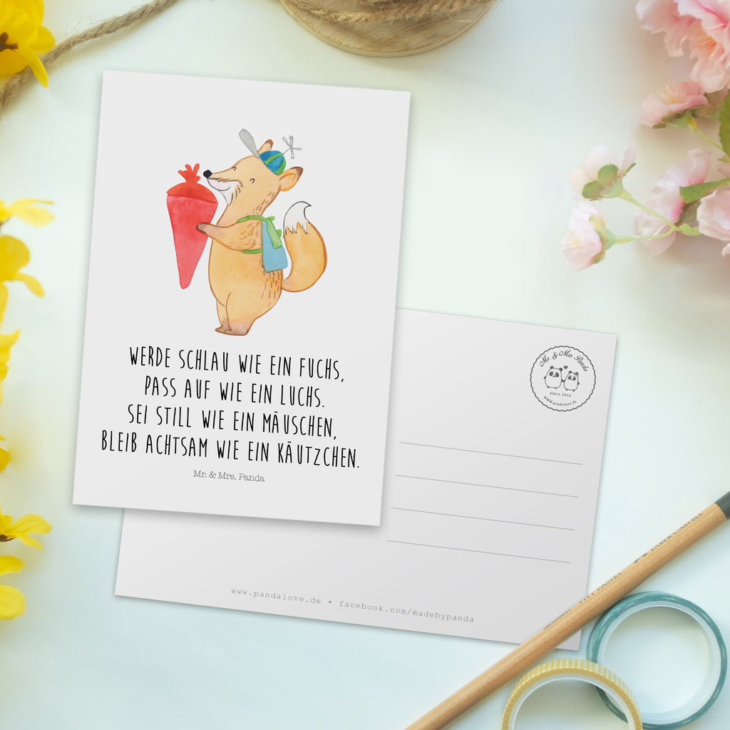 Postkarte Fuchs Schulkind Geschenkkarte, Grußkarte, Karte, Einladung, Ansichtskarte, Geburtstagskarte, Einladungskarte, Tiermotive, Gute Laune, lustige Sprüche, Tiere