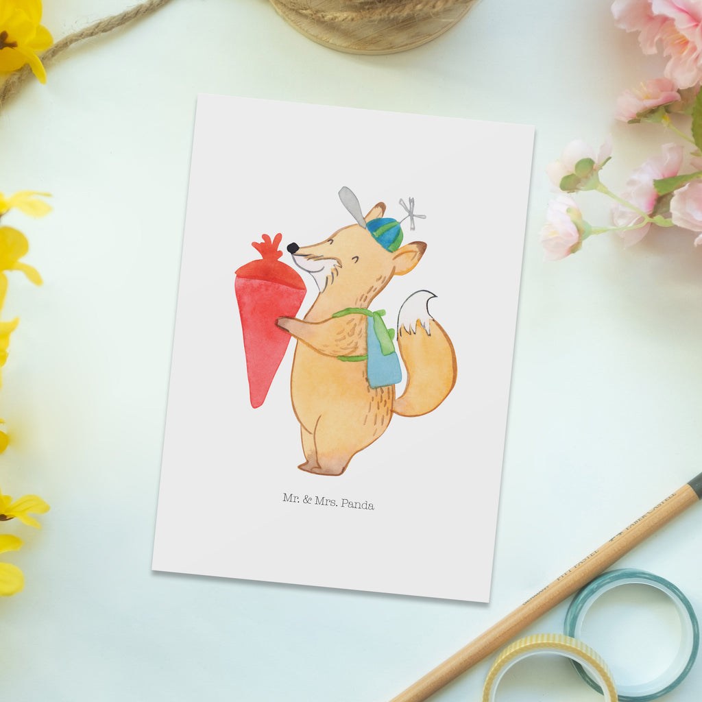 Postkarte Fuchs Schulkind Geschenkkarte, Grußkarte, Karte, Einladung, Ansichtskarte, Geburtstagskarte, Einladungskarte, Tiermotive, Gute Laune, lustige Sprüche, Tiere