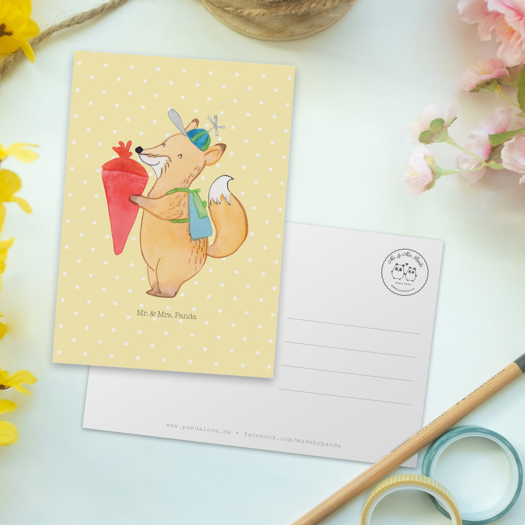 Postkarte Fuchs Schulkind Geschenkkarte, Grußkarte, Karte, Einladung, Ansichtskarte, Geburtstagskarte, Einladungskarte, Tiermotive, Gute Laune, lustige Sprüche, Tiere