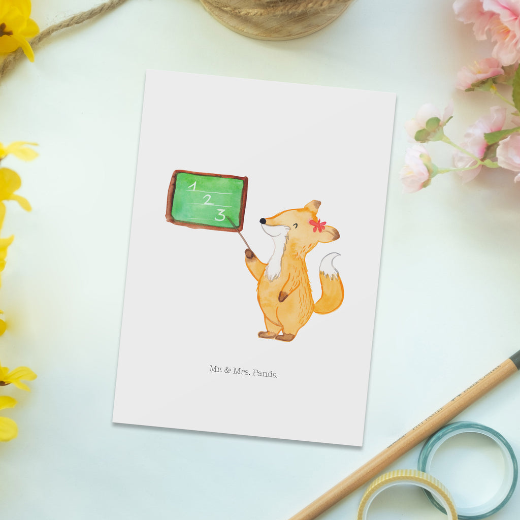 Postkarte Fuchs Lehrerin Geschenkkarte, Grußkarte, Karte, Einladung, Ansichtskarte, Geburtstagskarte, Einladungskarte, Dankeskarte, Tiermotive, Gute Laune, lustige Sprüche, Tiere