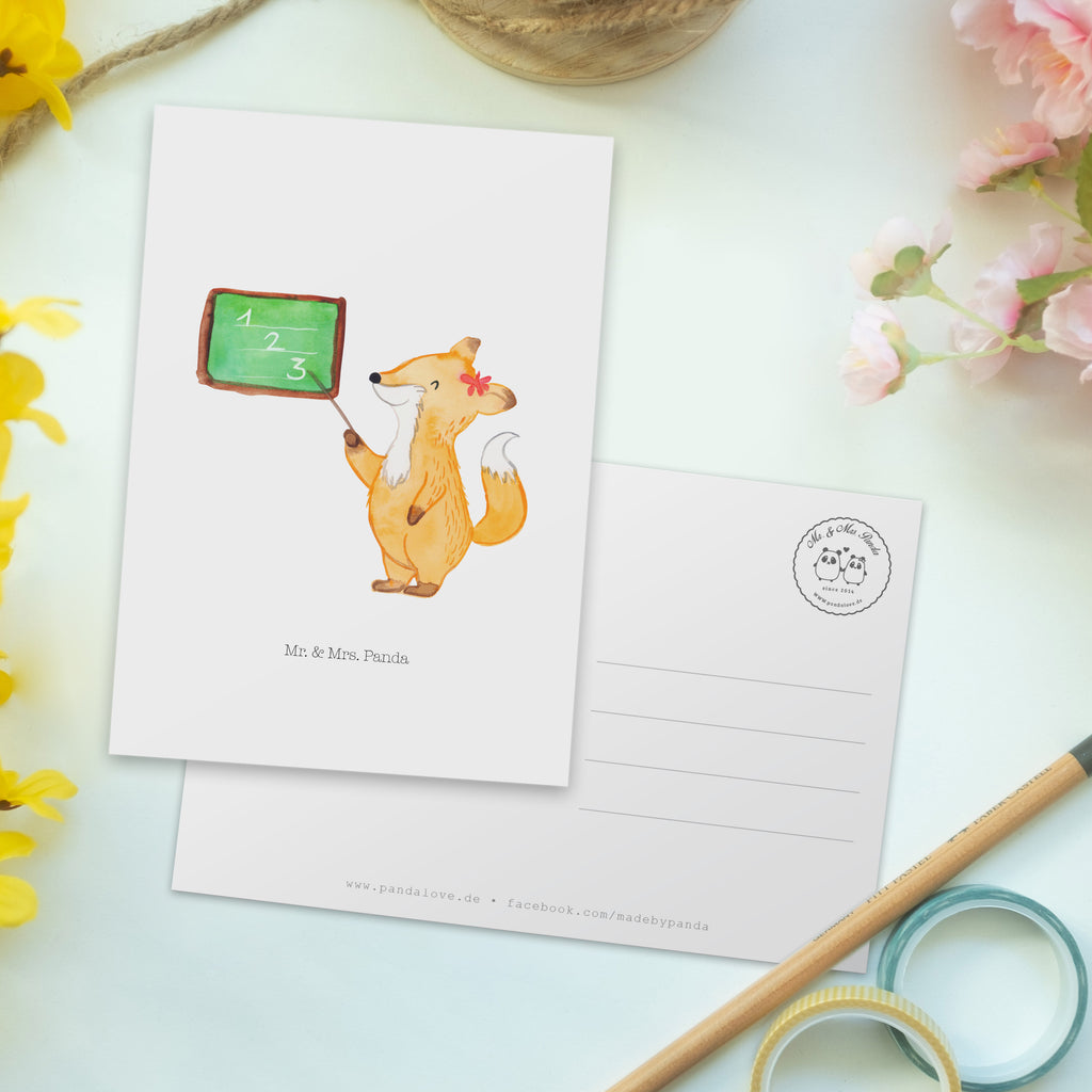 Postkarte Fuchs Lehrerin Geschenkkarte, Grußkarte, Karte, Einladung, Ansichtskarte, Geburtstagskarte, Einladungskarte, Dankeskarte, Tiermotive, Gute Laune, lustige Sprüche, Tiere