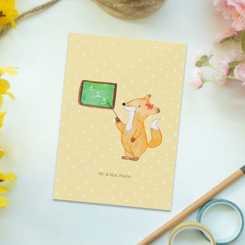 Postkarte Fuchs Lehrerin Geschenkkarte, Grußkarte, Karte, Einladung, Ansichtskarte, Geburtstagskarte, Einladungskarte, Dankeskarte, Tiermotive, Gute Laune, lustige Sprüche, Tiere