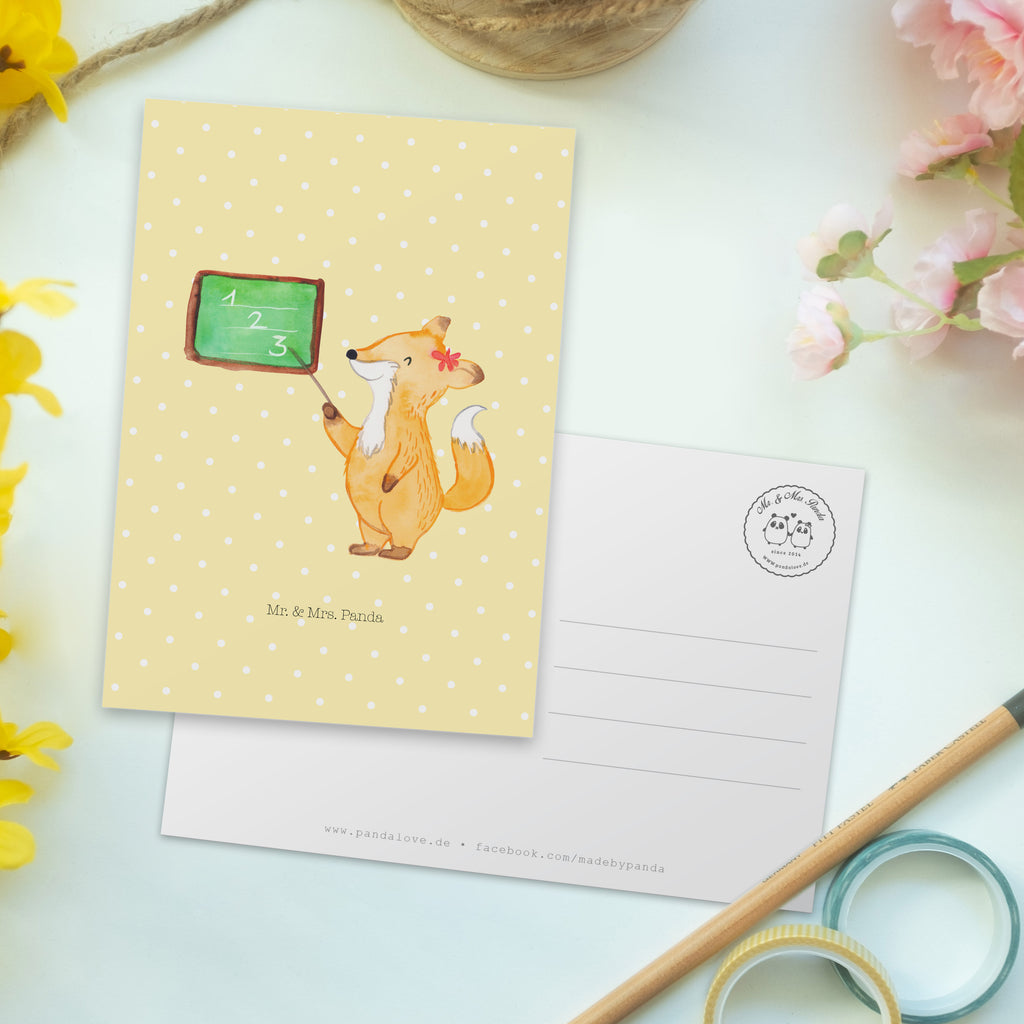Postkarte Fuchs Lehrerin Geschenkkarte, Grußkarte, Karte, Einladung, Ansichtskarte, Geburtstagskarte, Einladungskarte, Dankeskarte, Tiermotive, Gute Laune, lustige Sprüche, Tiere
