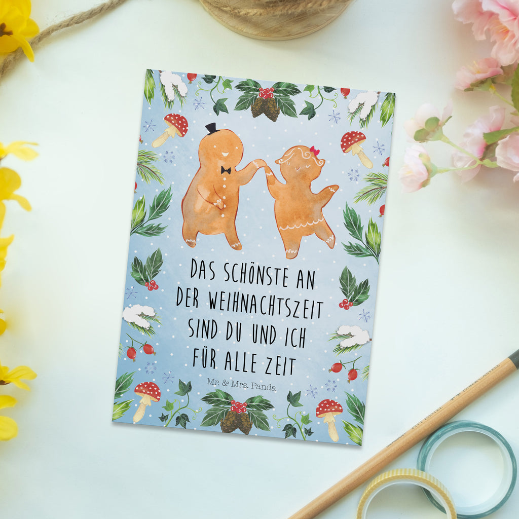 Postkarte Lebkuchen Pärchen Geschenkkarte, Grußkarte, Karte, Einladung, Ansichtskarte, Geburtstagskarte, Einladungskarte, Dankeskarte, Winter, Weihnachten, Weihnachtsdeko, Nikolaus, Advent, Heiligabend, Wintermotiv