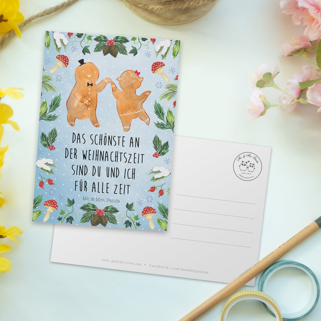 Postkarte Lebkuchen Pärchen Geschenkkarte, Grußkarte, Karte, Einladung, Ansichtskarte, Geburtstagskarte, Einladungskarte, Dankeskarte, Winter, Weihnachten, Weihnachtsdeko, Nikolaus, Advent, Heiligabend, Wintermotiv