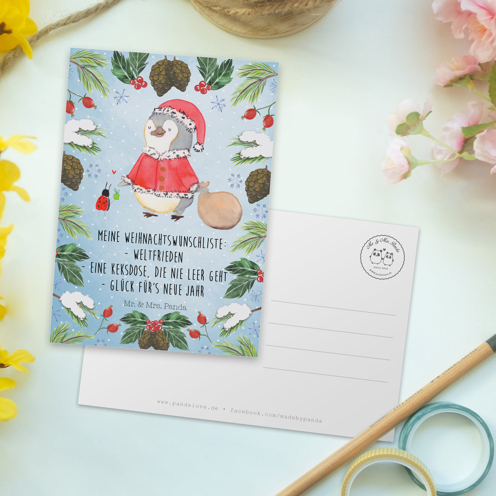 Postkarte Pinguin Nikolaus Geschenkkarte, Grußkarte, Karte, Einladung, Ansichtskarte, Geburtstagskarte, Einladungskarte, Winter, Weihnachten, Weihnachtsdeko, Nikolaus, Advent, Heiligabend, Wintermotiv
