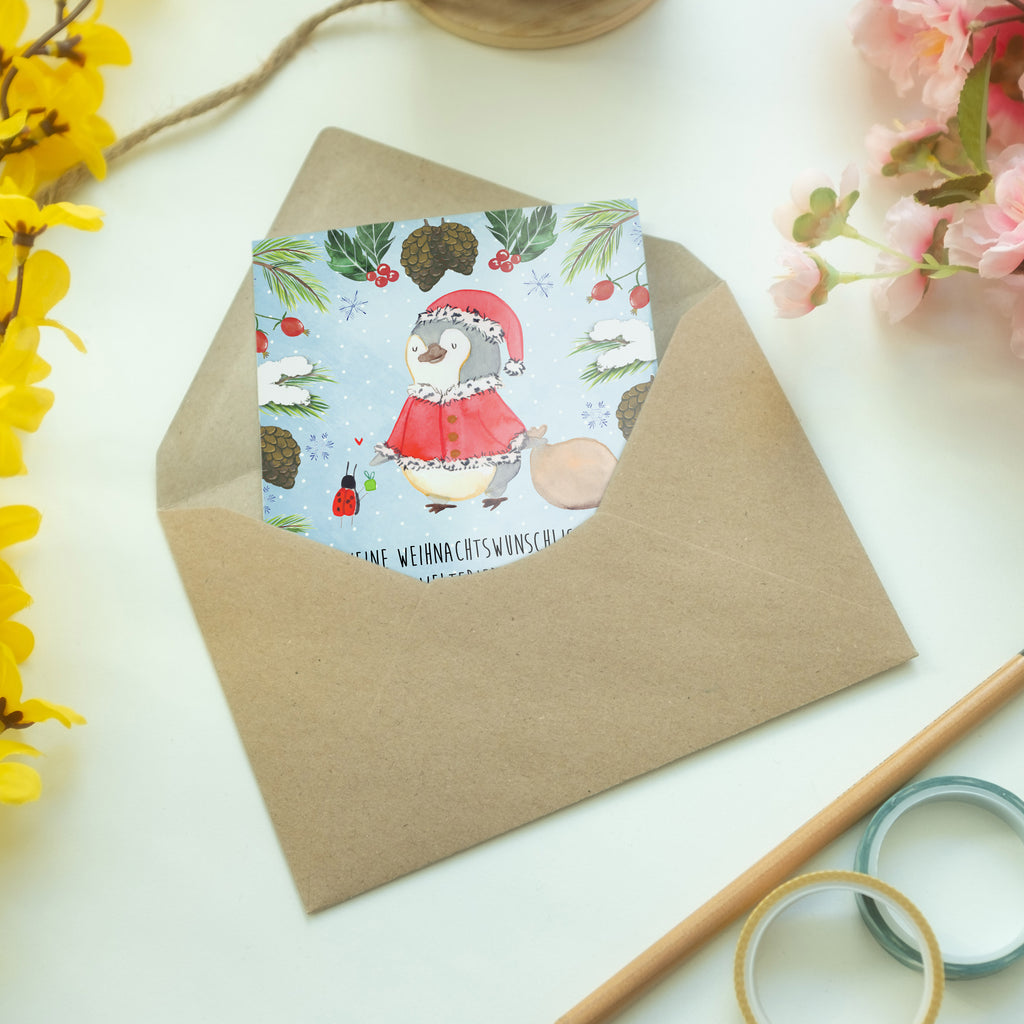Grußkarte Pinguin Nikolaus Klappkarte, Einladungskarte, Glückwunschkarte, Hochzeitskarte, Geburtstagskarte, Karte, Winter, Weihnachten, Weihnachtsdeko, Nikolaus, Advent, Heiligabend, Wintermotiv