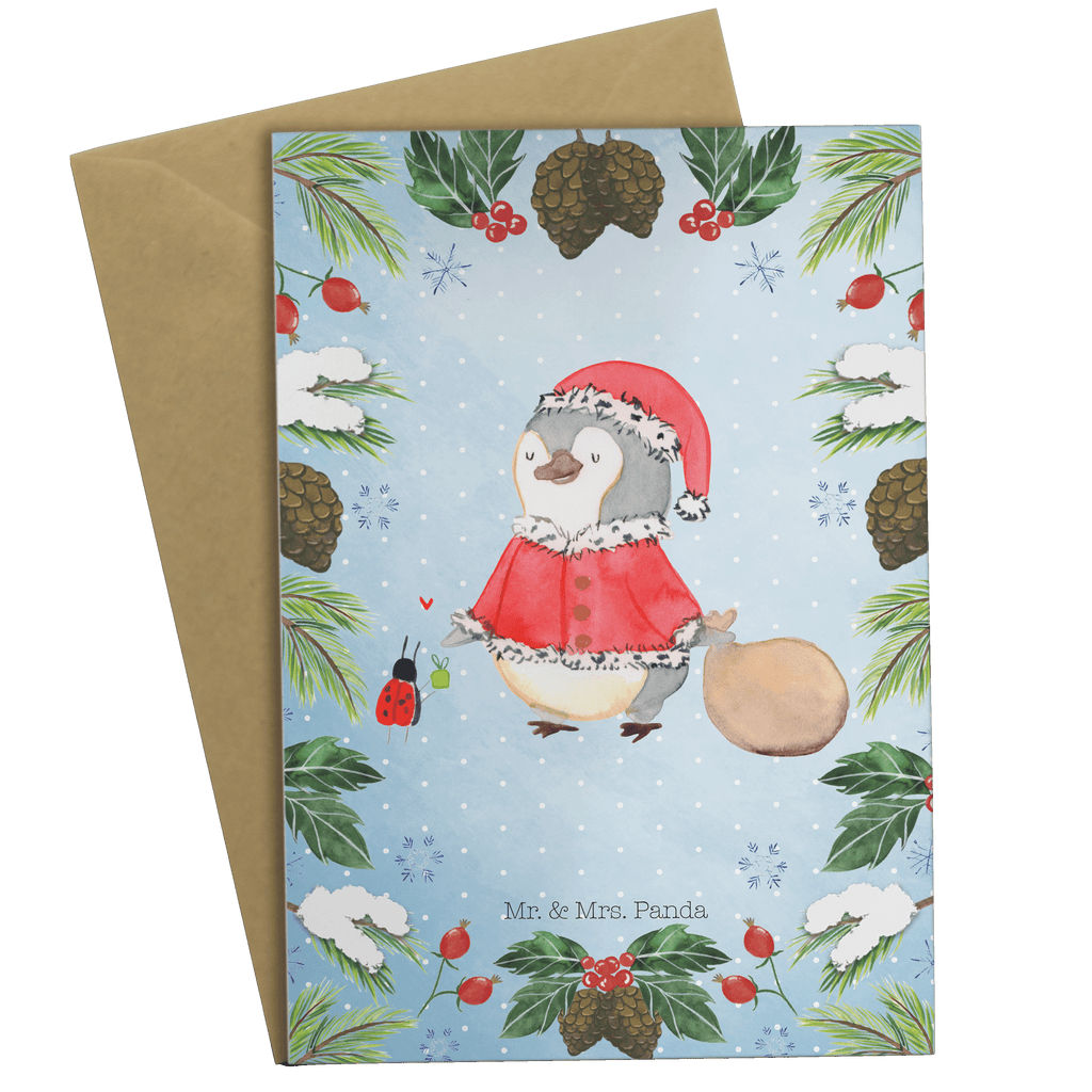 Grußkarte Pinguin Nikolaus Klappkarte, Einladungskarte, Glückwunschkarte, Hochzeitskarte, Geburtstagskarte, Karte, Winter, Weihnachten, Weihnachtsdeko, Nikolaus, Advent, Heiligabend, Wintermotiv