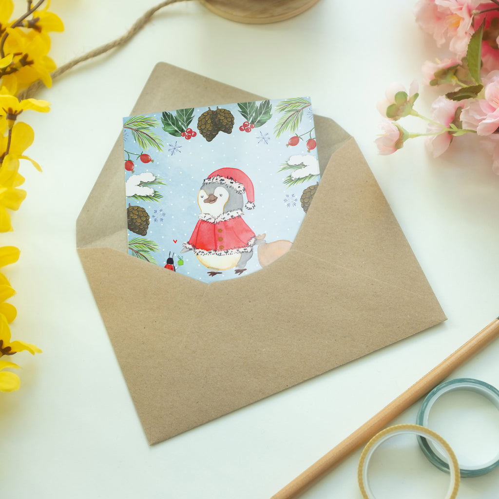 Grußkarte Pinguin Nikolaus Klappkarte, Einladungskarte, Glückwunschkarte, Hochzeitskarte, Geburtstagskarte, Karte, Winter, Weihnachten, Weihnachtsdeko, Nikolaus, Advent, Heiligabend, Wintermotiv