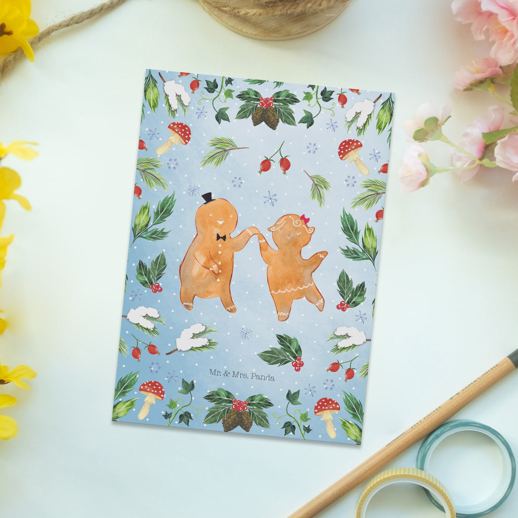 Postkarte Lebkuchen Pärchen Geschenkkarte, Grußkarte, Karte, Einladung, Ansichtskarte, Geburtstagskarte, Einladungskarte, Dankeskarte, Winter, Weihnachten, Weihnachtsdeko, Nikolaus, Advent, Heiligabend, Wintermotiv