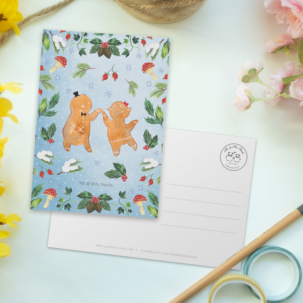 Postkarte Lebkuchen Pärchen Geschenkkarte, Grußkarte, Karte, Einladung, Ansichtskarte, Geburtstagskarte, Einladungskarte, Dankeskarte, Winter, Weihnachten, Weihnachtsdeko, Nikolaus, Advent, Heiligabend, Wintermotiv