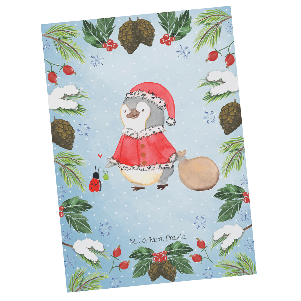 Postkarte Pinguin Nikolaus Geschenkkarte, Grußkarte, Karte, Einladung, Ansichtskarte, Geburtstagskarte, Einladungskarte, Winter, Weihnachten, Weihnachtsdeko, Nikolaus, Advent, Heiligabend, Wintermotiv