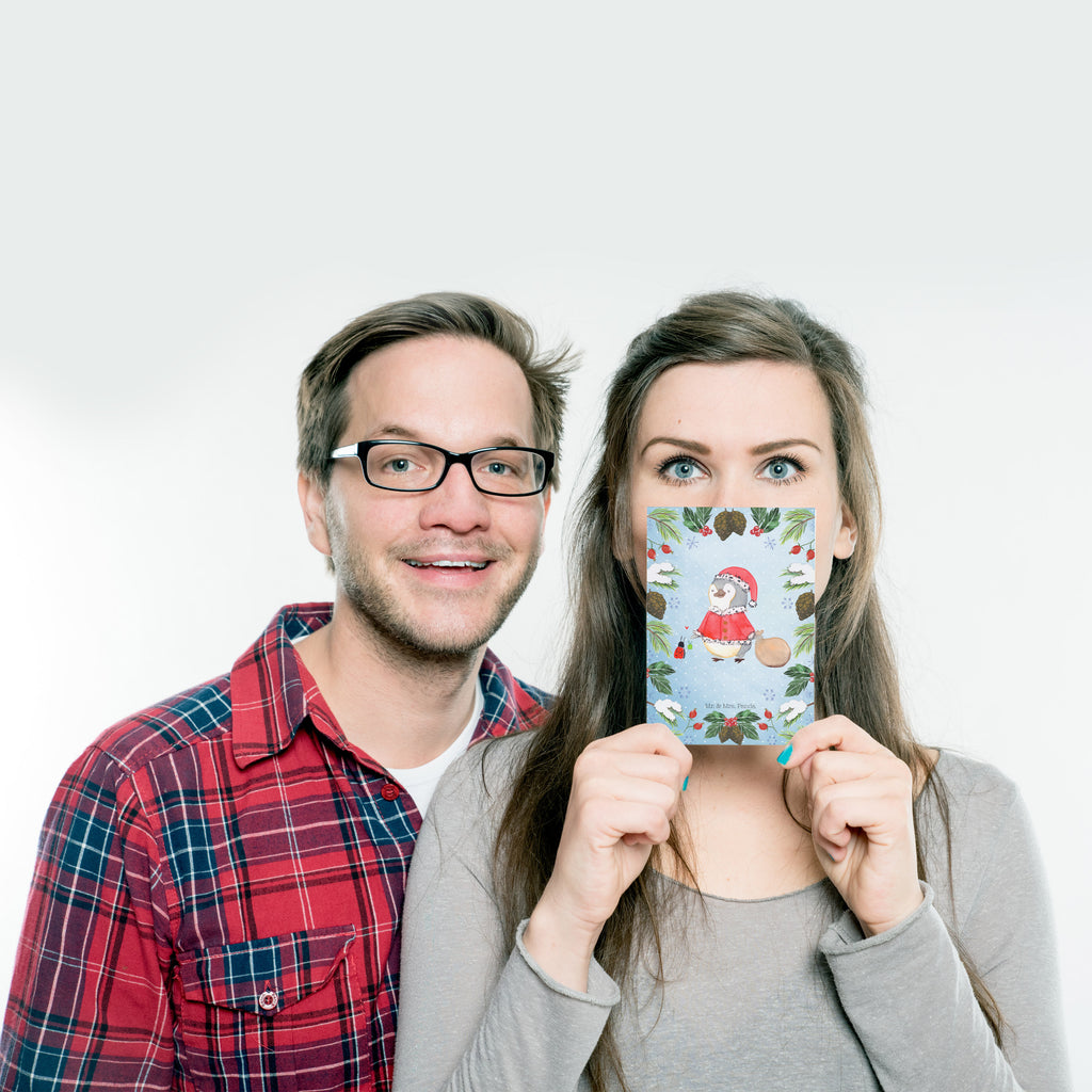 Postkarte Pinguin Nikolaus Geschenkkarte, Grußkarte, Karte, Einladung, Ansichtskarte, Geburtstagskarte, Einladungskarte, Winter, Weihnachten, Weihnachtsdeko, Nikolaus, Advent, Heiligabend, Wintermotiv