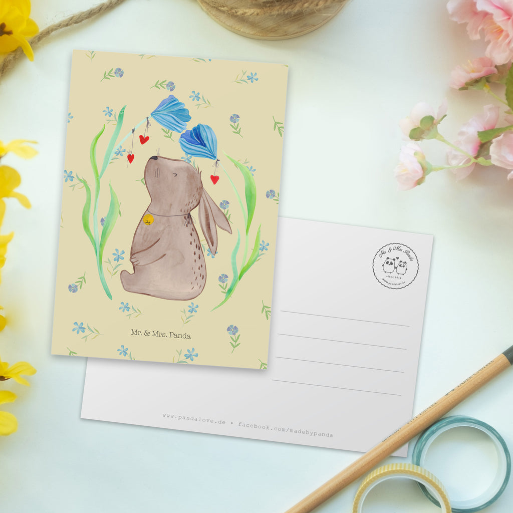 Postkarte Hase Blume Geschenkkarte, Grußkarte, Karte, Einladung, Ansichtskarte, Geburtstagskarte, Einladungskarte, Dankeskarte, Ostern, Osterhase, Ostergeschenke, Osternest, Osterdeko, Geschenk zu Ostern, Hase, Kaninchen, Kind, Taufe, Taufgeschenk, Geburt, Schwangerschaft, erstes Kind, Kindergeburtstag, Geburtstag, Hoffnung, Träume