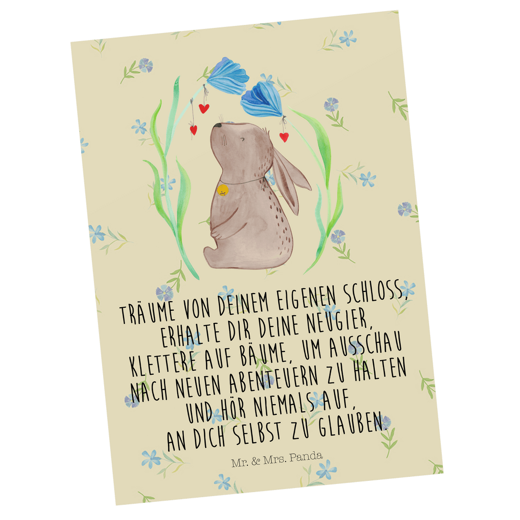 Postkarte Hase Blume Geschenkkarte, Grußkarte, Karte, Einladung, Ansichtskarte, Geburtstagskarte, Einladungskarte, Dankeskarte, Ostern, Osterhase, Ostergeschenke, Osternest, Osterdeko, Geschenk zu Ostern, Hase, Kaninchen, Kind, Taufe, Taufgeschenk, Geburt, Schwangerschaft, erstes Kind, Kindergeburtstag, Geburtstag, Hoffnung, Träume