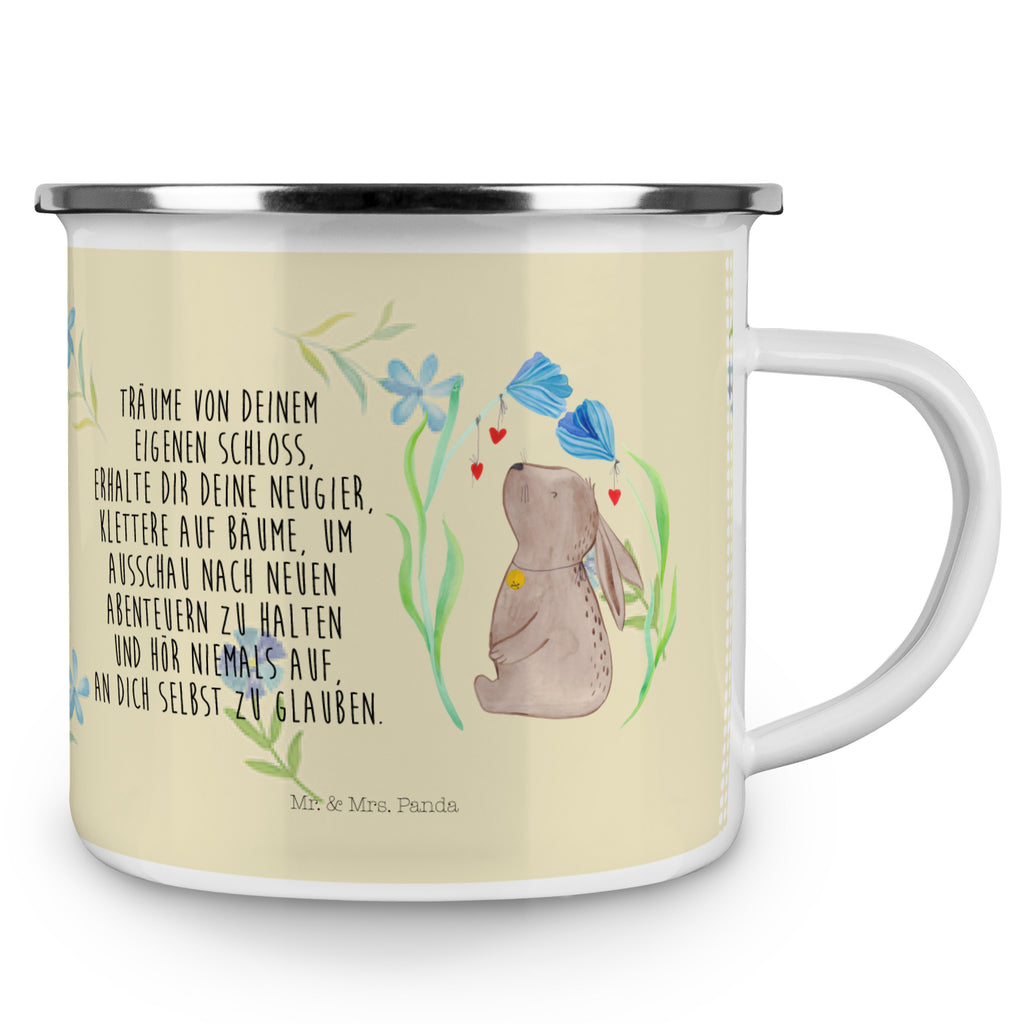 Camping Emaille Tasse Hase Blume Campingtasse, Trinkbecher, Metalltasse, Outdoor Tasse, Emaille Trinkbecher, Blechtasse Outdoor, Emaille Campingbecher, Edelstahl Trinkbecher, Metalltasse für Camping, Kaffee Blechtasse, Camping Tasse Metall, Ostern, Osterhase, Ostergeschenke, Osternest, Osterdeko, Geschenk zu Ostern, Hase, Kaninchen, Kind, Taufe, Taufgeschenk, Geburt, Schwangerschaft, erstes Kind, Kindergeburtstag, Geburtstag, Hoffnung, Träume