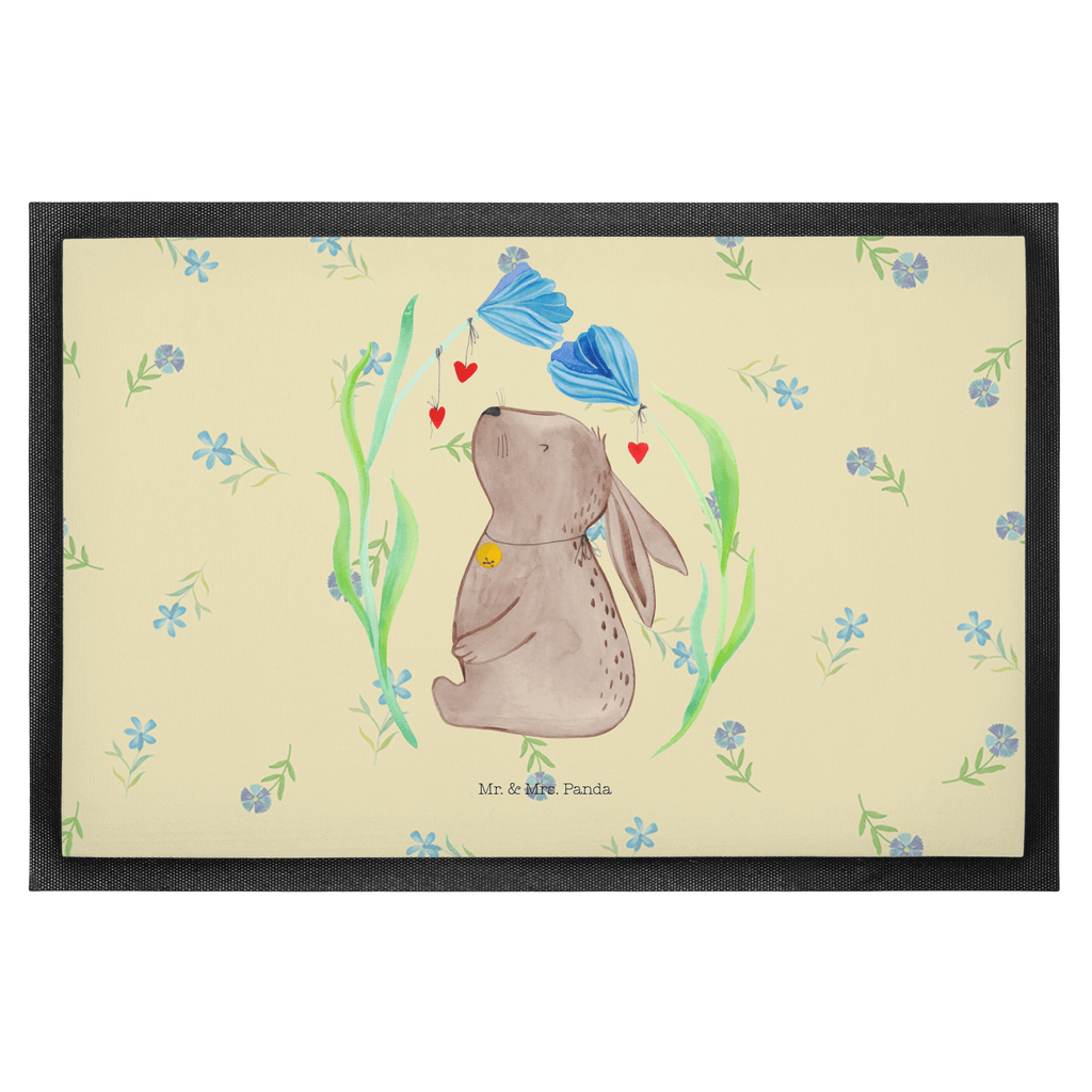 Fußmatte Hase Blume Hase, Kaninchen, Kind, Taufe, Taufgeschenk, Geburt, Schwangerschaft, erstes Kind, Kindergeburtstag, Geburtstag, Hoffnung, Träume Türvorleger, Schmutzmatte, Fußabtreter, Matte, Schmutzfänger, Fußabstreifer, Schmutzfangmatte, Türmatte, Motivfußmatte,  Haustürmatte, Vorleger  Ostern, Osterhase, Ostergeschenke, Osternest, Osterdeko, Geschenk zu Ostern