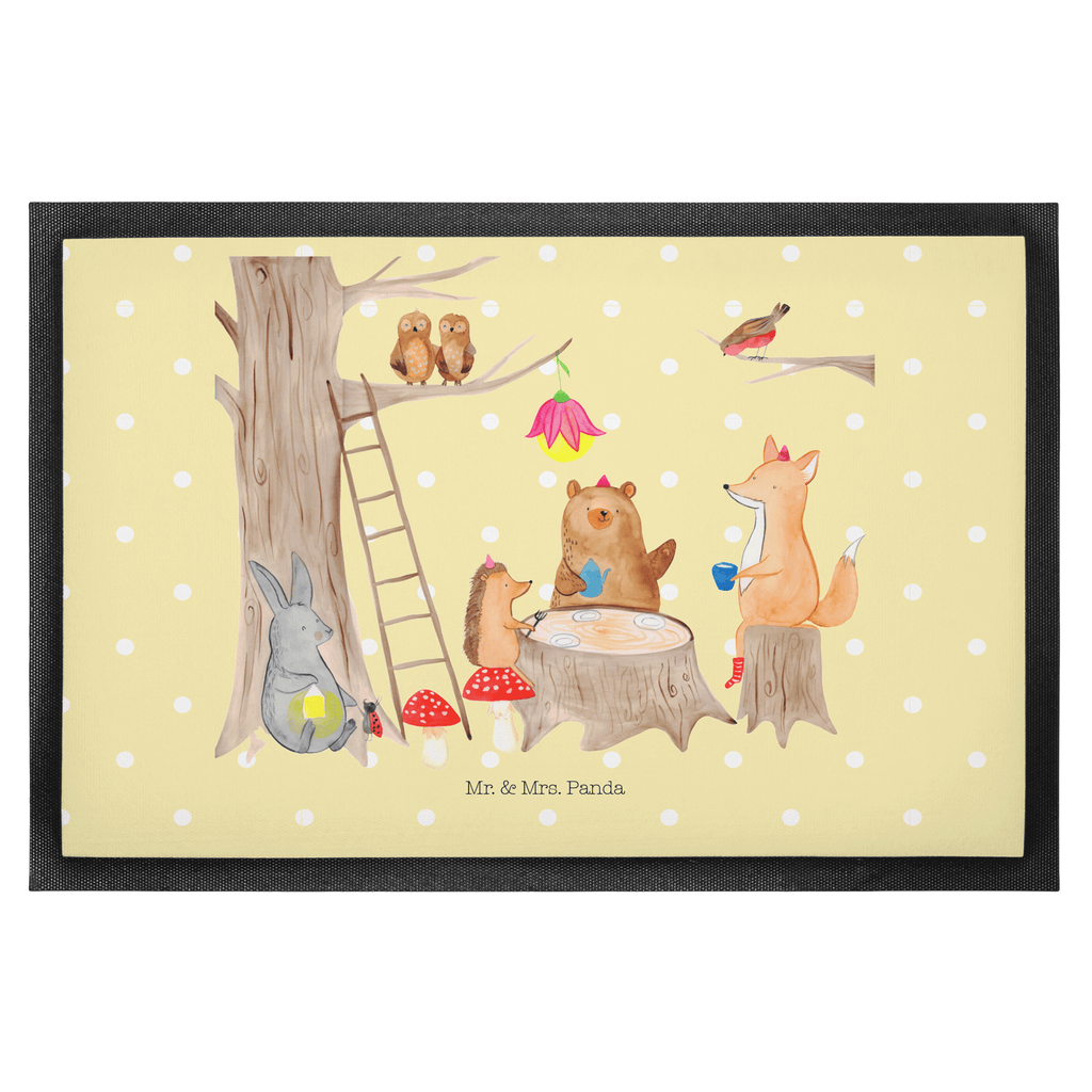 Fußmatte Waldtiere Picknick Türvorleger, Schmutzmatte, Fußabtreter, Matte, Schmutzfänger, Fußabstreifer, Schmutzfangmatte, Türmatte, Motivfußmatte, Haustürmatte, Vorleger, süße Tiermotive, gute Laune, lustige Sprüche, Tiere, Waldtiere, Picknick, Wald, Fuchs, Hase, Igel, Maus, Eichhörnchen