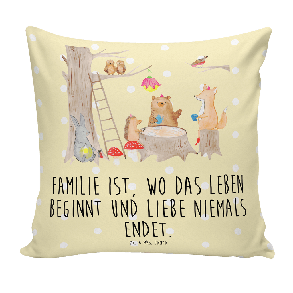 40x40 Kissen Waldtiere Picknick Kissenhülle, Kopfkissen, Sofakissen, Dekokissen, Motivkissen, Tiermotive, Gute Laune, lustige Sprüche, Tiere, Waldtiere, Picknick, Wald, Fuchs, Hase, Igel, Maus, Eichhörnchen