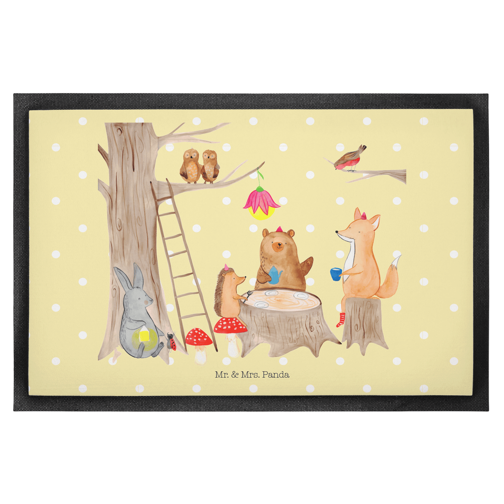 Fußmatte Waldtiere Picknick Türvorleger, Schmutzmatte, Fußabtreter, Matte, Schmutzfänger, Fußabstreifer, Schmutzfangmatte, Türmatte, Motivfußmatte, Haustürmatte, Vorleger, süße Tiermotive, gute Laune, lustige Sprüche, Tiere, Waldtiere, Picknick, Wald, Fuchs, Hase, Igel, Maus, Eichhörnchen