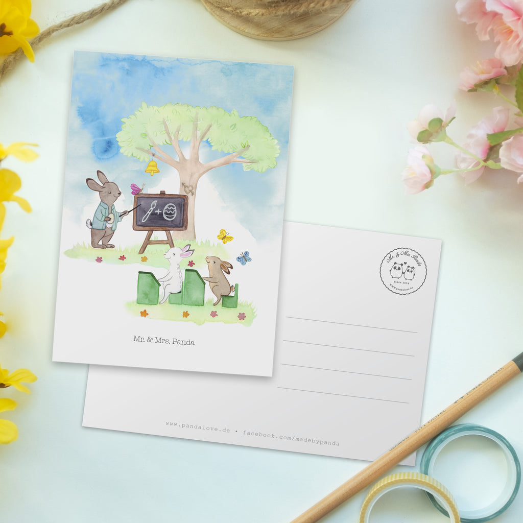 Postkarte Hasenschule Geschenkkarte, Grußkarte, Karte, Einladung, Ansichtskarte, Geburtstagskarte, Einladungskarte, Ostern, Osterhase, Ostergeschenke, Osternest, Osterdeko, Geschenk zu Ostern