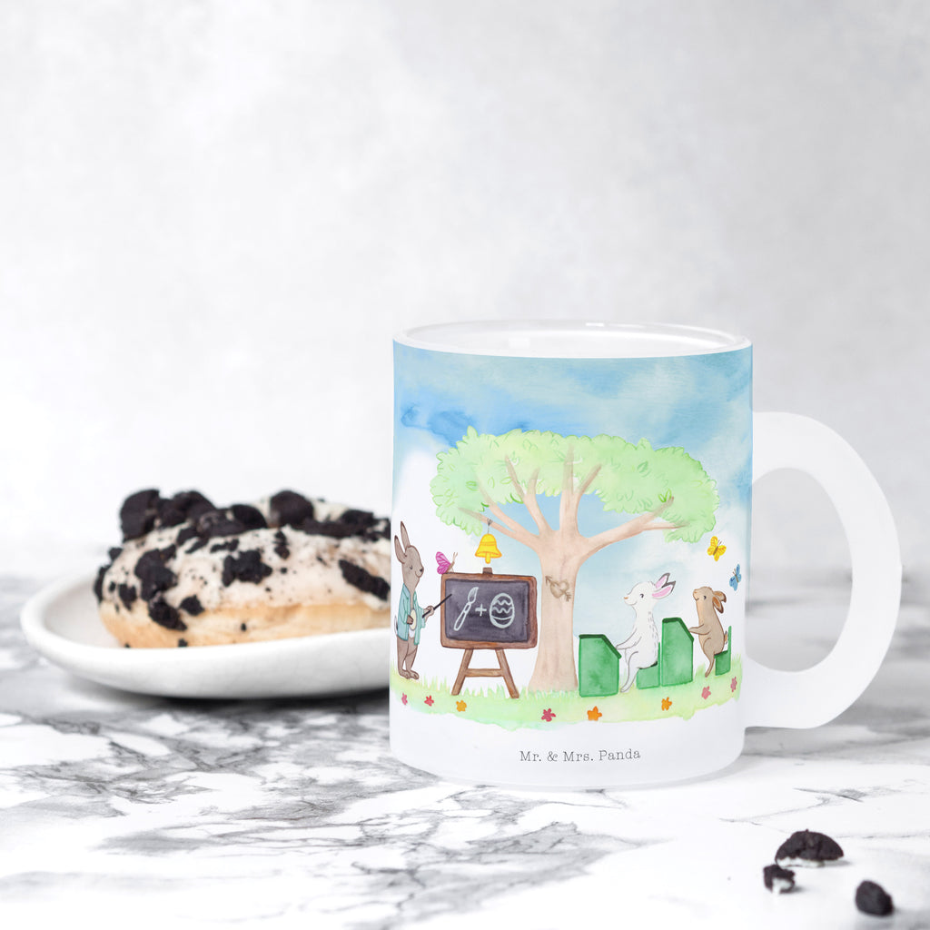 Teetasse Hasenschule Teetasse, Teeglas, Teebecher, Tasse mit Henkel, Tasse, Glas Teetasse, Teetasse aus Glas, Ostern, Osterhase, Ostergeschenke, Osternest, Osterdeko, Geschenk zu Ostern