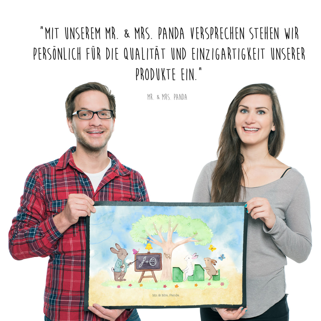 Fußmatte Hasenschule  Türvorleger, Schmutzmatte, Fußabtreter, Matte, Schmutzfänger, Fußabstreifer, Schmutzfangmatte, Türmatte, Motivfußmatte,  Haustürmatte, Vorleger  Ostern, Osterhase, Ostergeschenke, Osternest, Osterdeko, Geschenk zu Ostern