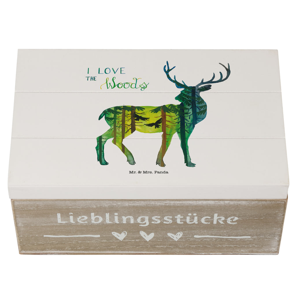 Holzkiste Hirsch I love the woods Wald, woods, Hirsch,  Holzkiste, Kiste, Schatzkiste, Truhe, Schatulle, XXL,  Erinnerungsbox, Erinnerungskiste, Dekokiste, Aufbewahrungsbox  Blumen Deko, Frühlings Deko, Sommer Deko, Dekoration, positive Botschaft, Naturliebhaber, Outdoor, Natur, Abenteuer