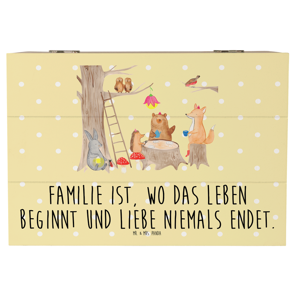 Holzkiste Waldtiere Picknick Holzkiste, Kiste, Schatzkiste, Truhe, Schatulle, XXL, Erinnerungsbox, Erinnerungskiste, Dekokiste, Aufbewahrungsbox, Tiermotive, Gute Laune, lustige Sprüche, Tiere, Waldtiere, Picknick, Wald, Fuchs, Hase, Igel, Maus, Eichhörnchen