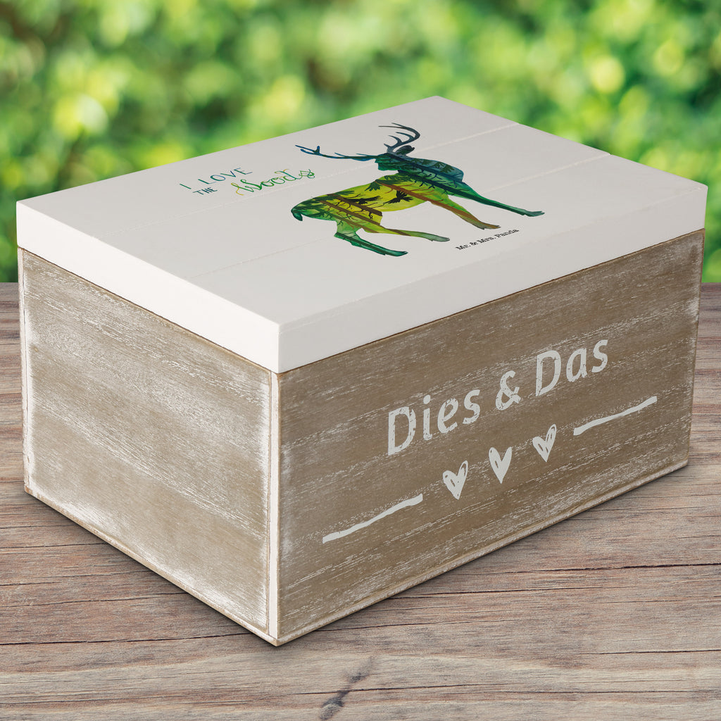 Holzkiste Hirsch I love the woods Wald, woods, Hirsch,  Holzkiste, Kiste, Schatzkiste, Truhe, Schatulle, XXL,  Erinnerungsbox, Erinnerungskiste, Dekokiste, Aufbewahrungsbox  Blumen Deko, Frühlings Deko, Sommer Deko, Dekoration, positive Botschaft, Naturliebhaber, Outdoor, Natur, Abenteuer