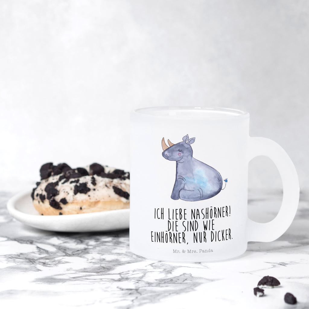 Teetasse Einhorn Nashorn Teetasse, Teeglas, Teebecher, Tasse mit Henkel, Tasse, Glas Teetasse, Teetasse aus Glas, Einhorn, Einhörner, Einhorn Deko, Pegasus, Unicorn, Regenbogen, witzig, lustig, Zoo, Glitzer, Einhornpower, Erwachsenwerden, Nashorn, Nashörner