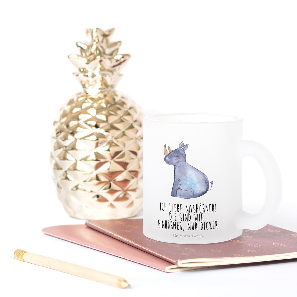 Teetasse Einhorn Nashorn Teetasse, Teeglas, Teebecher, Tasse mit Henkel, Tasse, Glas Teetasse, Teetasse aus Glas, Einhorn, Einhörner, Einhorn Deko, Pegasus, Unicorn, Regenbogen, witzig, lustig, Zoo, Glitzer, Einhornpower, Erwachsenwerden, Nashorn, Nashörner