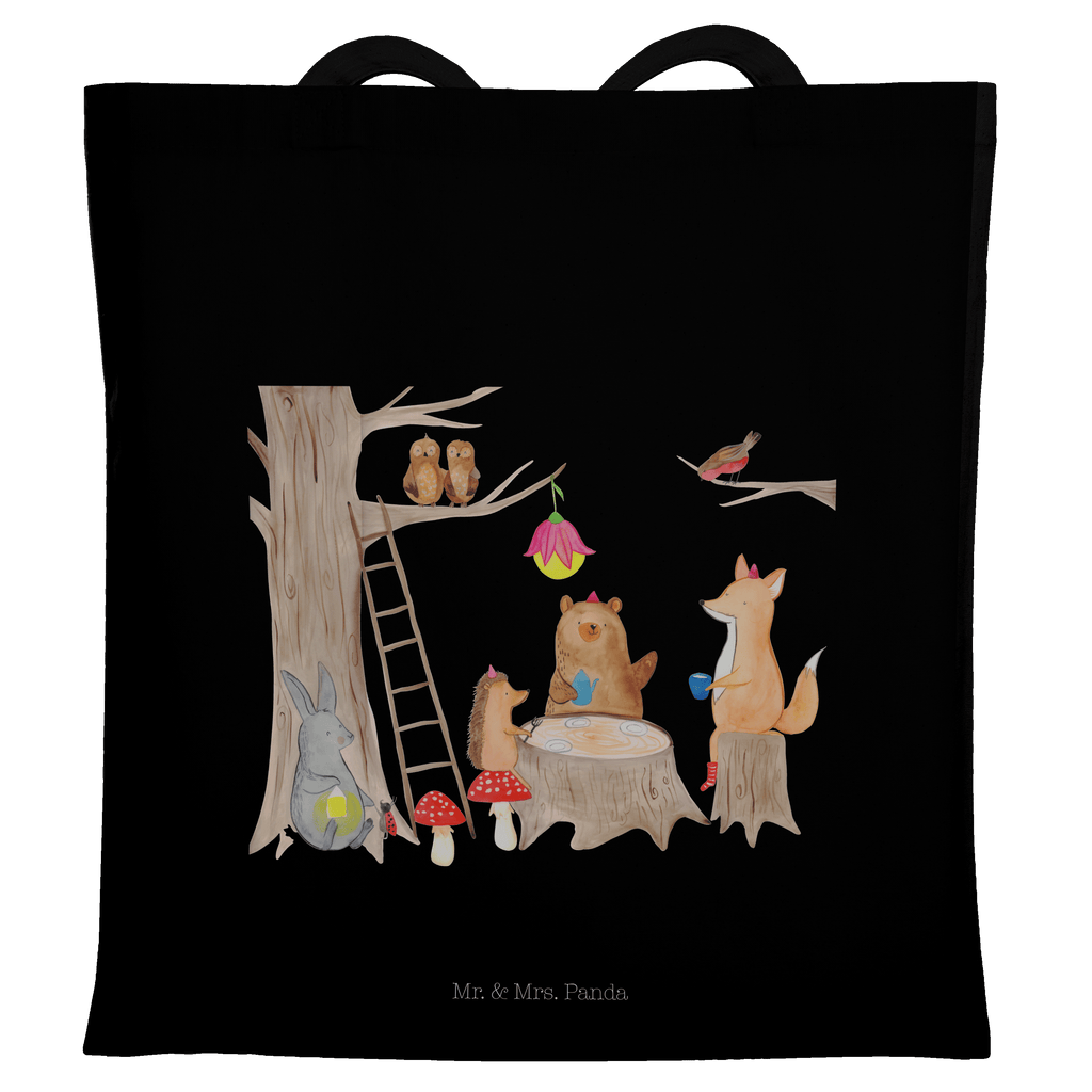 Tragetasche Waldtiere Picknick Beuteltasche, Beutel, Einkaufstasche, Jutebeutel, Stoffbeutel, Tiermotive, Gute Laune, lustige Sprüche, Tiere, Waldtiere, Picknick, Wald, Fuchs, Hase, Igel, Maus, Eichhörnchen