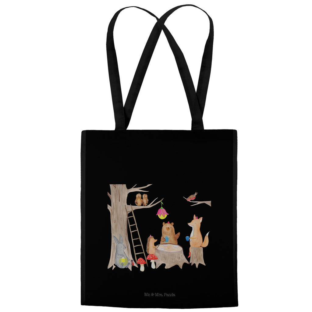 Tragetasche Waldtiere Picknick Beuteltasche, Beutel, Einkaufstasche, Jutebeutel, Stoffbeutel, Tiermotive, Gute Laune, lustige Sprüche, Tiere, Waldtiere, Picknick, Wald, Fuchs, Hase, Igel, Maus, Eichhörnchen