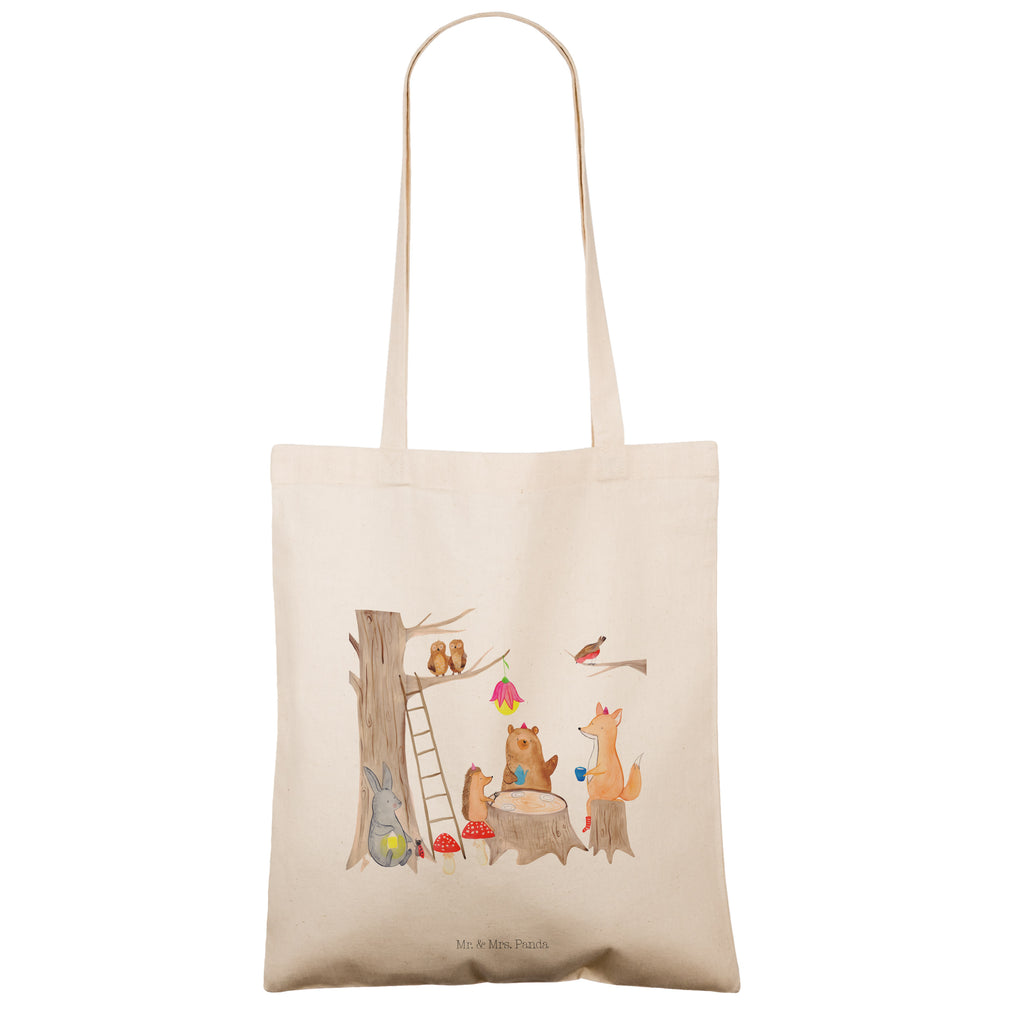 Tragetasche Waldtiere Picknick Beuteltasche, Beutel, Einkaufstasche, Jutebeutel, Stoffbeutel, Tiermotive, Gute Laune, lustige Sprüche, Tiere, Waldtiere, Picknick, Wald, Fuchs, Hase, Igel, Maus, Eichhörnchen