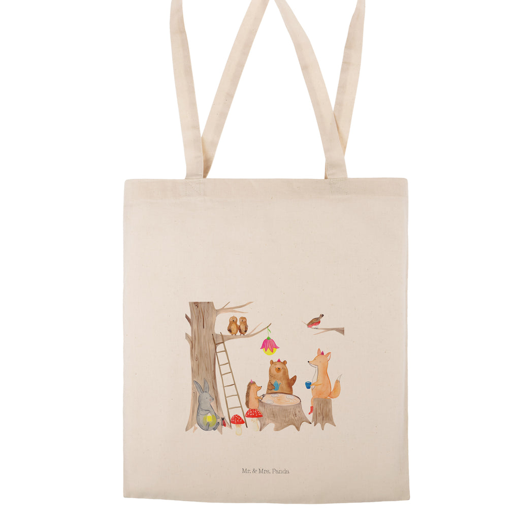 Tragetasche Waldtiere Picknick Beuteltasche, Beutel, Einkaufstasche, Jutebeutel, Stoffbeutel, Tiermotive, Gute Laune, lustige Sprüche, Tiere, Waldtiere, Picknick, Wald, Fuchs, Hase, Igel, Maus, Eichhörnchen