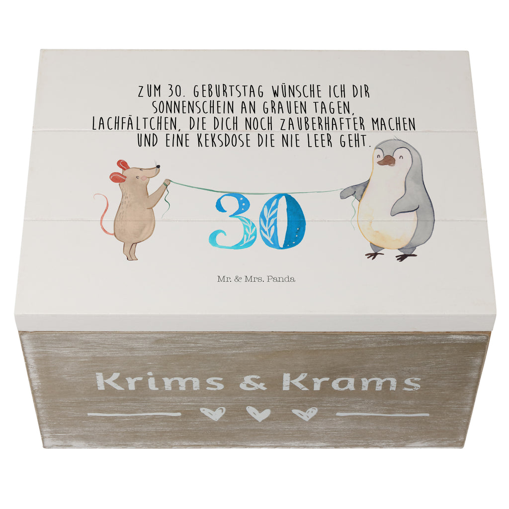 Holzkiste 30. Geburtstag Maus Pinguin Geburtstag, Party, Feiern, Torte, Kuchen, Geschenk Holzkiste, Kiste, Schatzkiste, Truhe, Schatulle, XXL,  Erinnerungsbox, Erinnerungskiste, Dekokiste, Aufbewahrungsbox  Geburtstag, Geburtstagsgeschenk, Geschenk