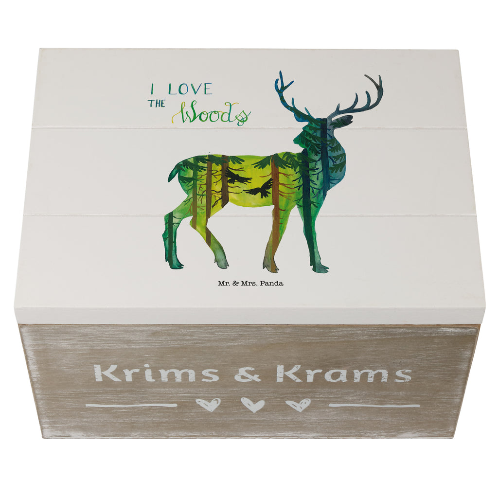 Holzkiste Hirsch I love the woods Wald, woods, Hirsch,  Holzkiste, Kiste, Schatzkiste, Truhe, Schatulle, XXL,  Erinnerungsbox, Erinnerungskiste, Dekokiste, Aufbewahrungsbox  Blumen Deko, Frühlings Deko, Sommer Deko, Dekoration, positive Botschaft, Naturliebhaber, Outdoor, Natur, Abenteuer