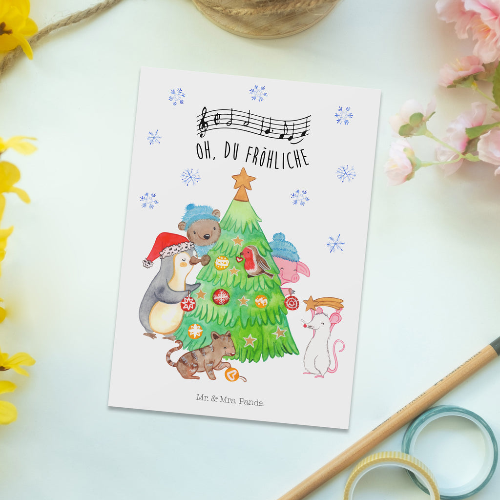 Postkarte Weihnachtsbaum schmücken Geschenkkarte, Grußkarte, Karte, Einladung, Ansichtskarte, Geburtstagskarte, Einladungskarte, Winter, Weihnachten, Weihnachtsdeko, Nikolaus, Advent, Heiligabend, Wintermotiv