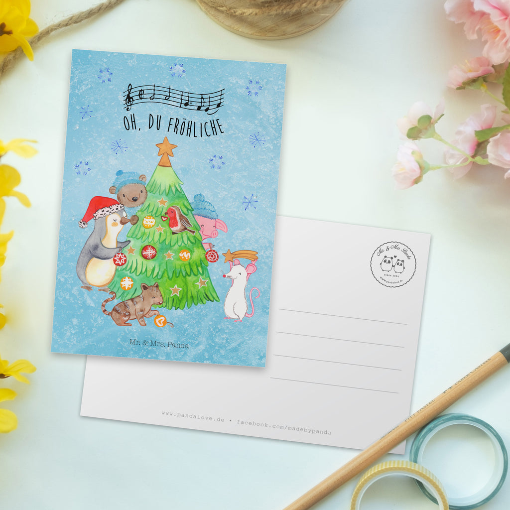Postkarte Weihnachtsbaum schmücken Geschenkkarte, Grußkarte, Karte, Einladung, Ansichtskarte, Geburtstagskarte, Einladungskarte, Winter, Weihnachten, Weihnachtsdeko, Nikolaus, Advent, Heiligabend, Wintermotiv
